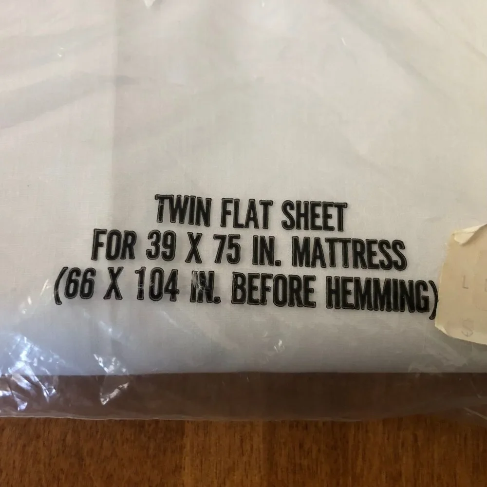 Meadowbrook Luxury Percale Twin Flat Sheet White 66x104 USA VINTAGE NEW